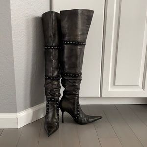 ALDO Charcoal Over-the-Knee Studded Boots-Size 7.5